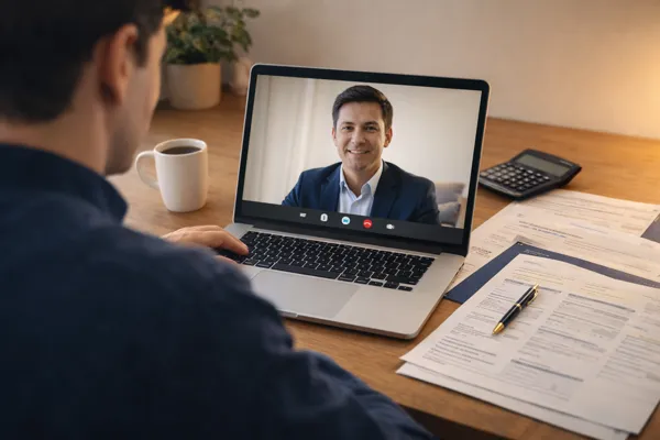 Videollamada y documentos representando soporte continuo